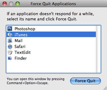 Force Quitting Applications in Mac OS X